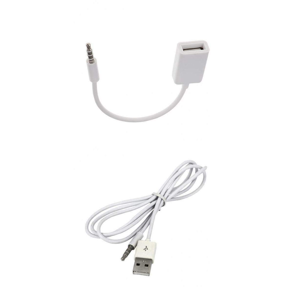 PRAV® 3.5mm Male To USB 2.0 Female +3.5mm AUX Male to USB 2.0 Male